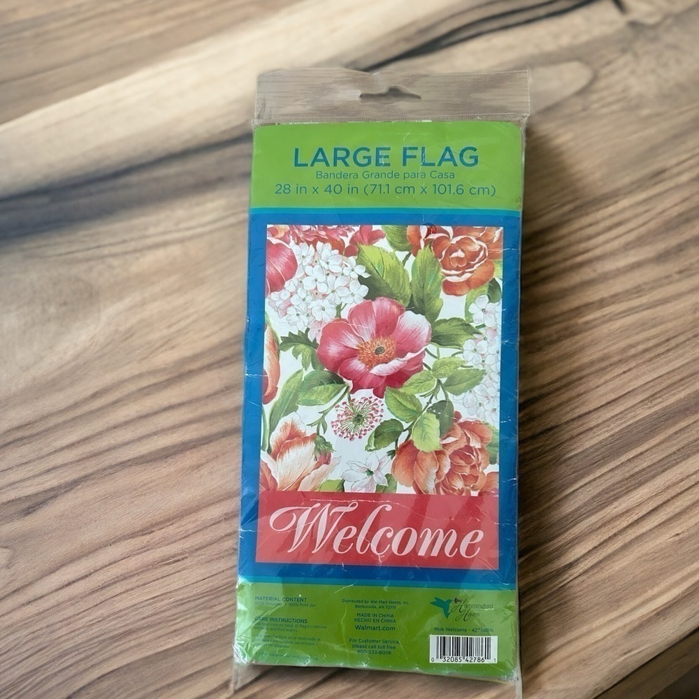 Hummingbird Haven Large Welcome Yard Flag Floral NEW